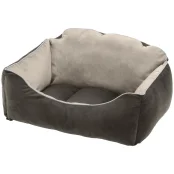 Бархатная кровать Ferplast Milord 65 Bedding Grey-Beige для собак и кошек, 65×45×28 см