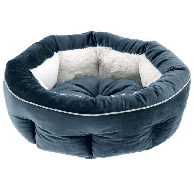Бархатная кровать Ferplast Marquis 55 Bedding Blue-Ivory для кошек и собак, 55×20 см