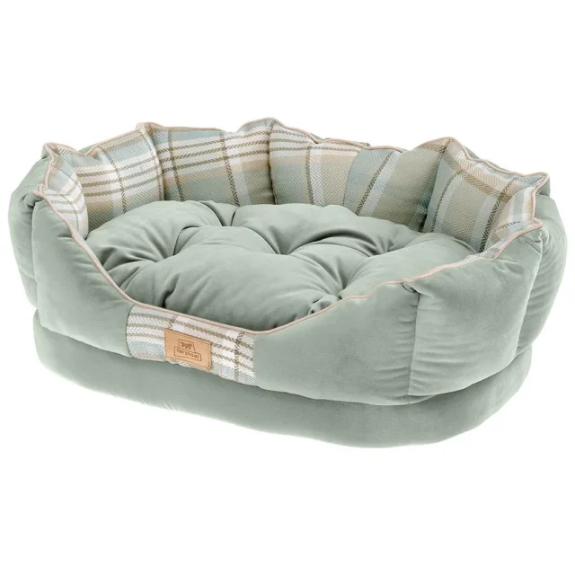 Лежак з двосторонньою подушкою Ferplast Charles 60 Bedding Green для котів і собак, 56×42×20 см