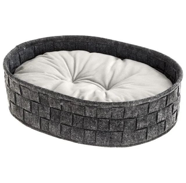 Валяная ліжко Ferplast Cocoon 45 Dark Grey Cushion для котів і собак з двосторонньою подушкою, 45×35×12 см