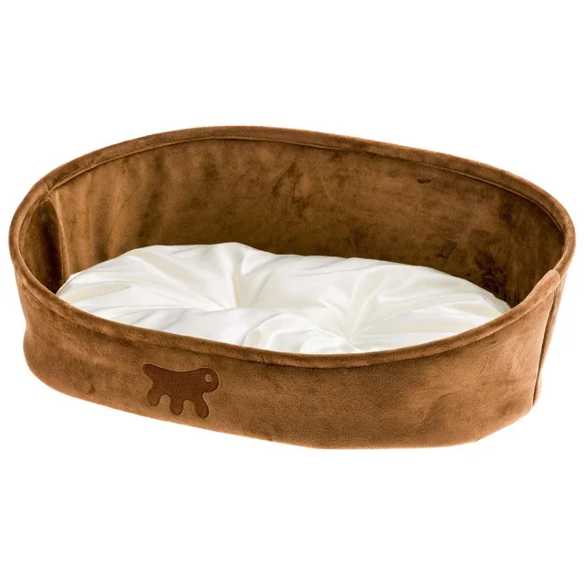 Лежанка з двосторонньою подушкою Ferplast Laska 45 Brown Dogbed для котів і собак, 45×34×16 см