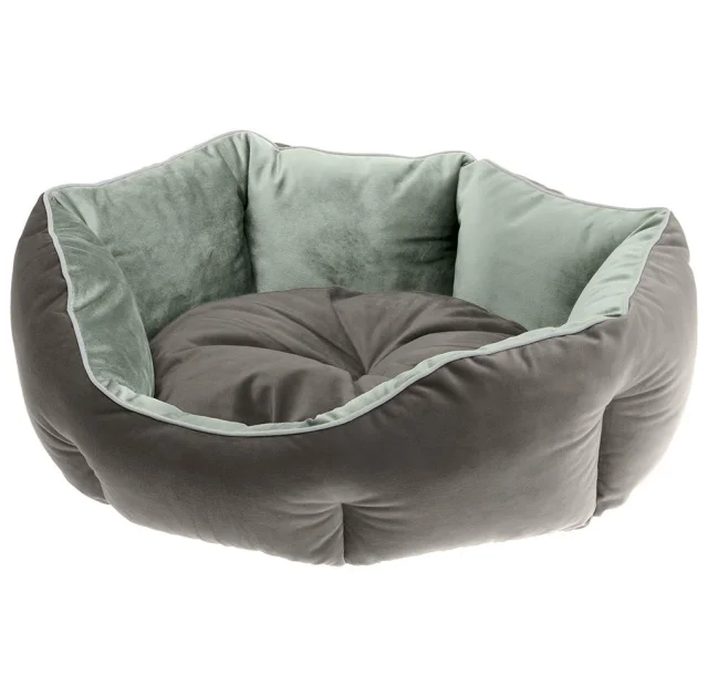 Оксамитовий диван Ferplast Queen 50 Green-Grey для котів і собак, 50×40×18 см