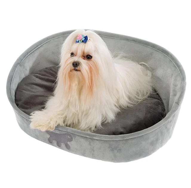 Лежанка з двосторонньою подушкою Ferplast Laska 45 Grey Dogbed для котів і собак, 45×34×16 см