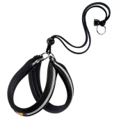 Эргономичная светоотражающая Ferplast Agila Reflex Black 2 шлейка для собак с эластичным шнуром, 32x50 см