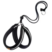 Эргономичная светоотражающая Ferplast Agila Reflex Black 7 шлейка для собак с эластичным шнуром, 63x71 см