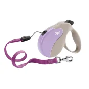 Поводок-рулетка Ferplast Amigo M Cord Beige-Purple Lead для собак cо шнуром, бежево-фиолетовый, 15x3,6x14 см