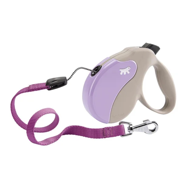 Поводок-рулетка Ferplast Amigo M Cord Beige-Purple Lead для собак cо шнуром, бежево-фиолетовый, 15x3,6x14 см