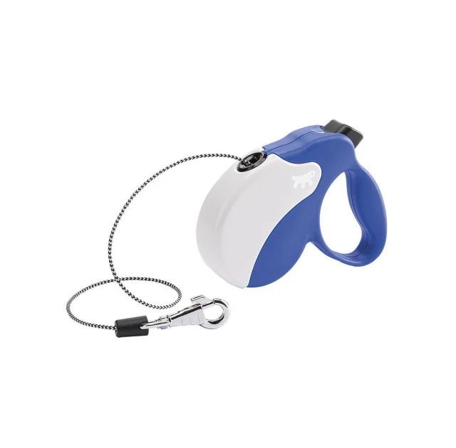 Поводок-рулетка Ferplast Amigo Mini Cord Blue-White Lead для собак cо шнуром, бело-синий, 12x3x10 см