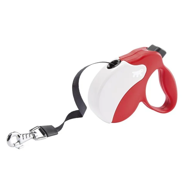 Поводок-рулетка Ferplast Amigo Mini Tape Red-White для собак c стрічкою, червоно-білий, 12x3x10 см