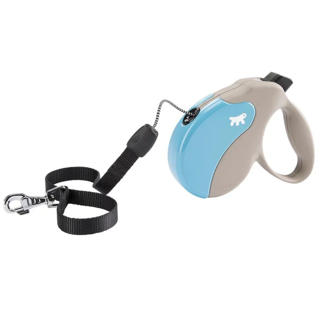 Поводок-рулетка Ferplast Amigo S Cord Beige-Blue Lead для собак cо шнуром, бежево-блакитний, 14x3,6x12 см