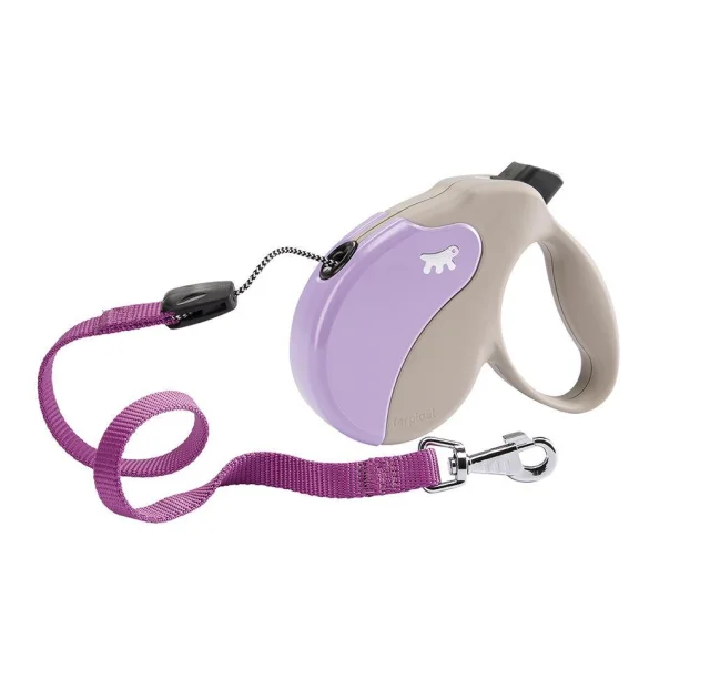Поводок-рулетка Ferplast Amigo S Cord Beige-Purple Lead для собак cо шнуром, бежево-фіолетовий, 14x3,6x12 см