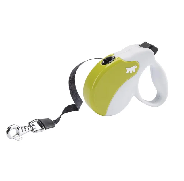Поводок-рулетка Ferplast Amigo S Tape White-Green для собак c лентой, зелено-белый, 14x3,6x12 см