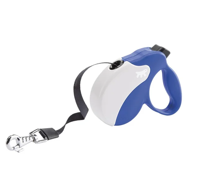 Поводок-рулетка Ferplast Amigo S Tape Blue-White для собак c стрічкою, синьо-білий, 14x3,6x12 см