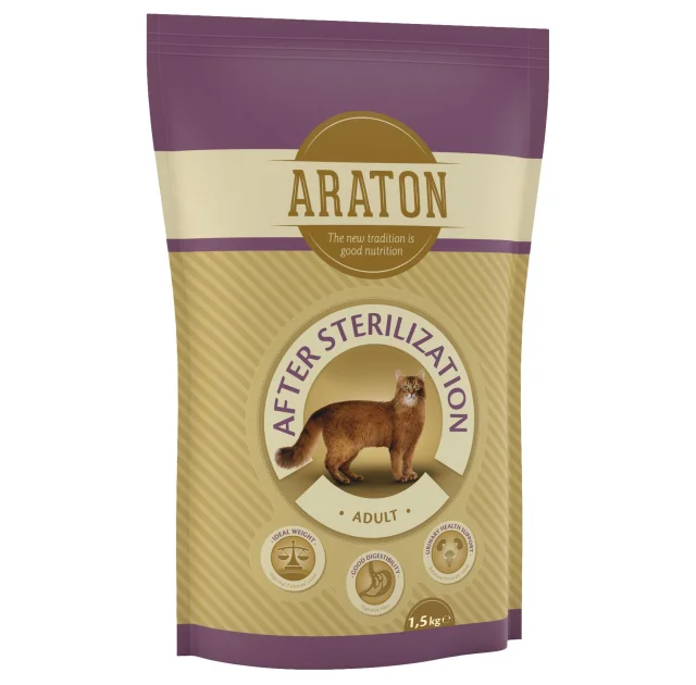 Сухой корм Araton Adult After Sterilization для стерилизованных кошек весом от 1 до 8 кг, 1.5 кг