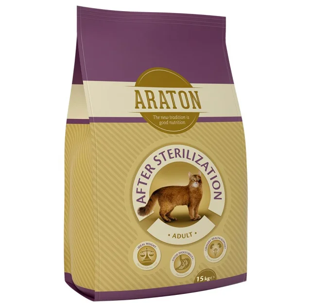 Сухой корм Araton Adult After Sterilization для стерилизованных кошек весом от 1 до 8 кг, 15 кг