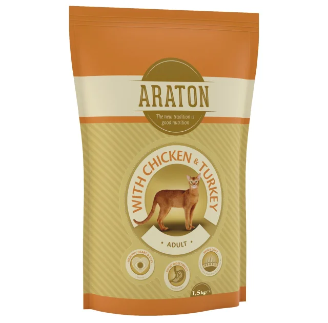 Сухой корм Araton Adult With Chicken & Turkey для кошек весом от 1 до 8 кг, 1.5 кг