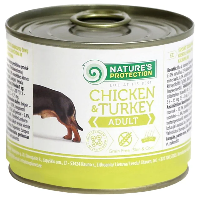 Консерва Natures Protection Adult Chicken & Turkey для дорослих собак, 200 г