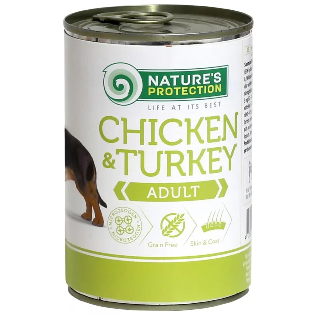 Консерва Natures Protection Adult Chicken & Turkey для дорослих собак, 400 г