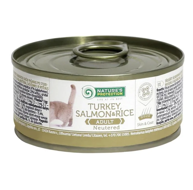 Консерва Natures Protection Neutered Turkey, Salmon & Rice для стерилізованих котів, 100 г