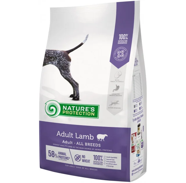 Сухий корм Natures Protection Adult Lamb All Breeds для собак всіх порід, 4 кг
