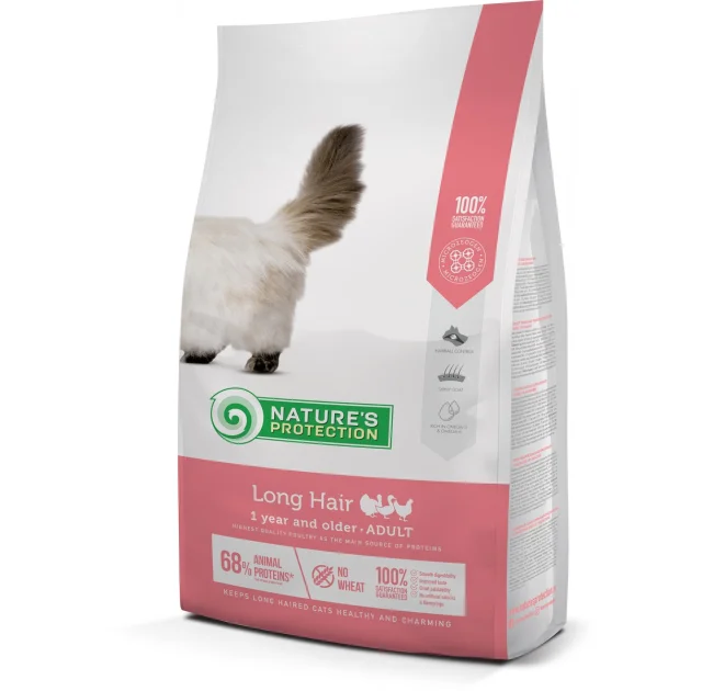 Сухий корм Natures Protection Long Hair для довгошерстих котів, 7 кг