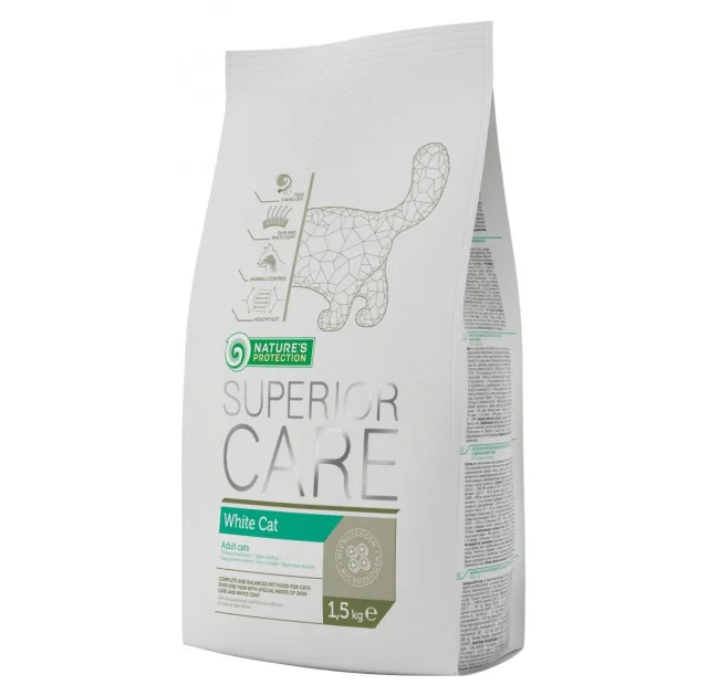 Сухой корм Natures Protection White Cat для белошерстных кошек, 1.5 кг