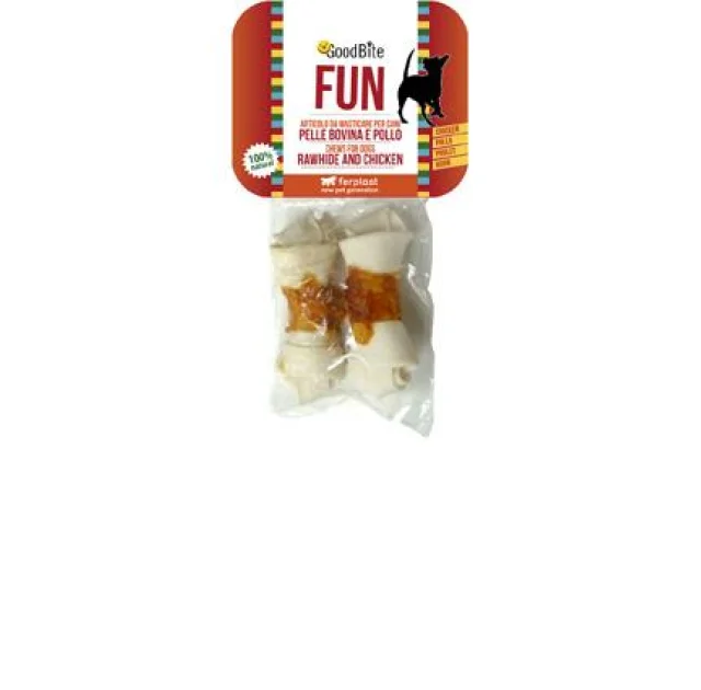 Жевательные косточки Ferplast GoodBite Fun 5499 Bone 60g для собак из сыромятной кожи с курицей, 13,5x6x3 см