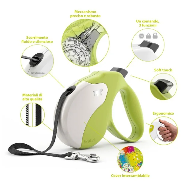 Поводок-рулетка Ferplast Amigo Mini Tape Red-White для собак c стрічкою, червоно-білий, 12x3x10 см