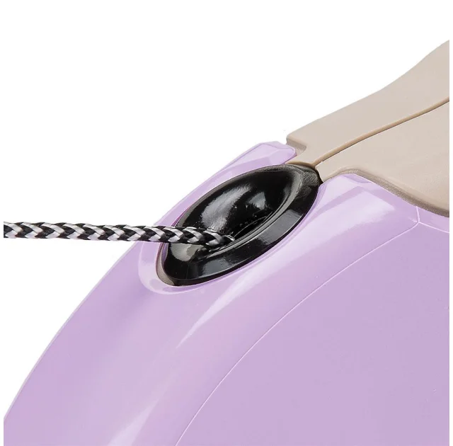 Поводок-рулетка Ferplast Amigo S Cord Beige-Purple Lead для собак cо шнуром, бежево-фіолетовий, 14x3,6x12 см