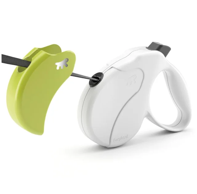 Поводок-рулетка Ferplast Amigo S Tape White-Green для собак c лентой, зелено-белый, 14x3,6x12 см